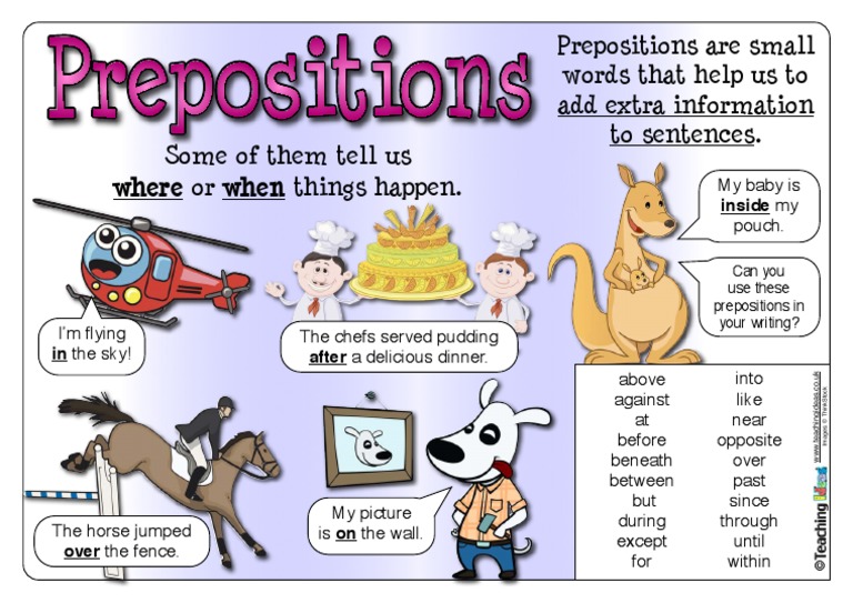 Prepositions: Usage and Examples | PDF | Language Arts & Discipline