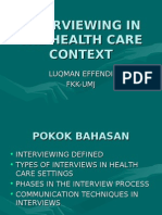 Interviewing in The Health Care Context
