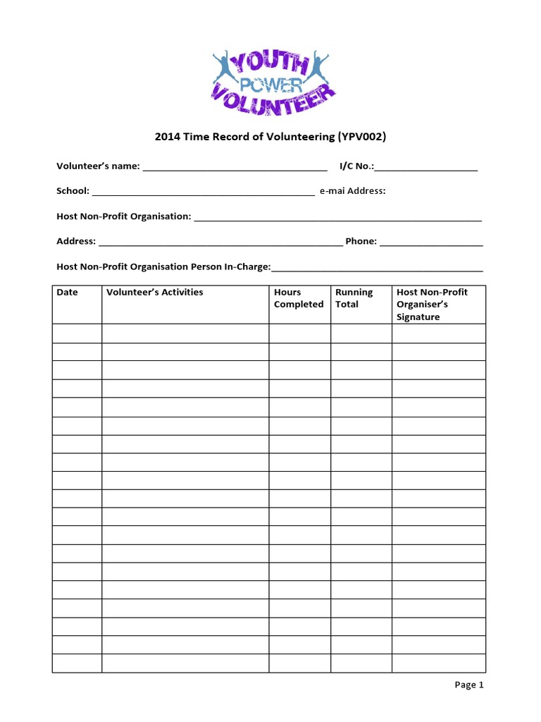 2014 YPV Time Record of Volunteering | PDF | Computer Mediated ...