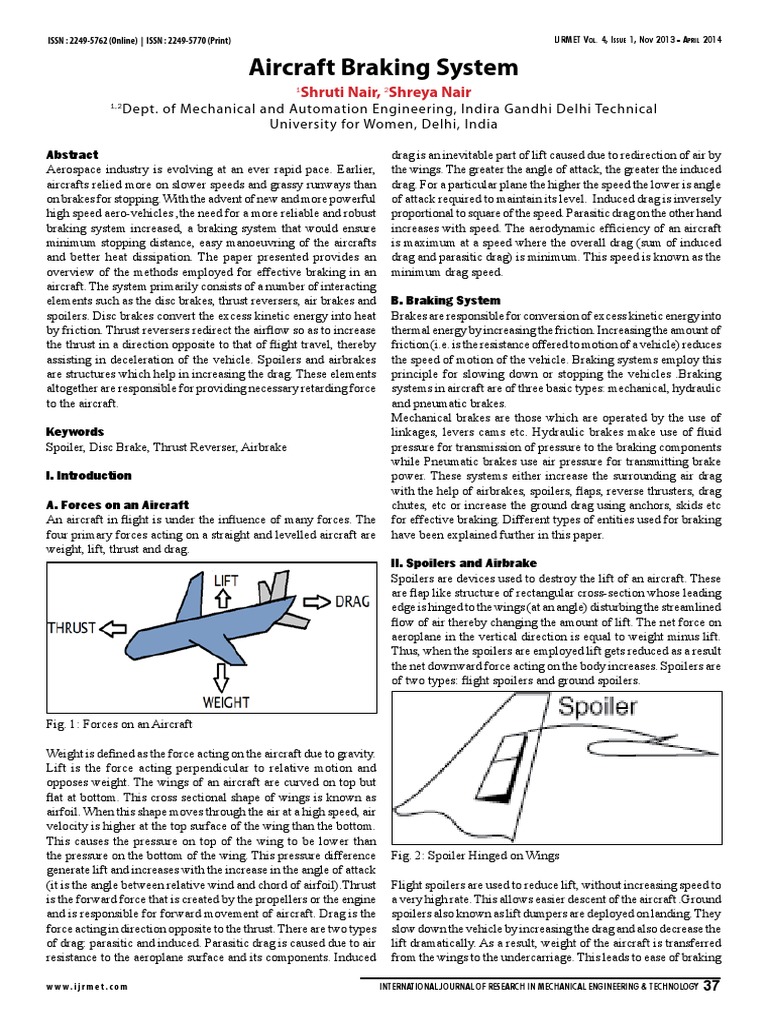 Aircraft Brake System PDF Brake Drag (Physics)