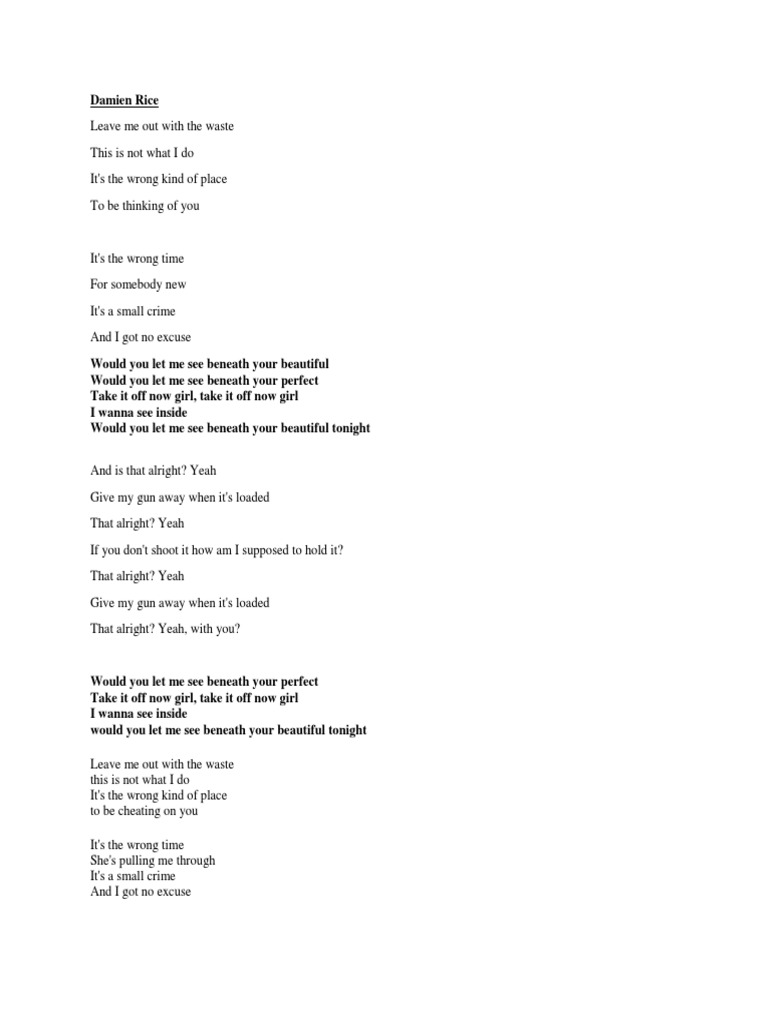 Lyrics Analysis: Damien Rice's Themes | PDF