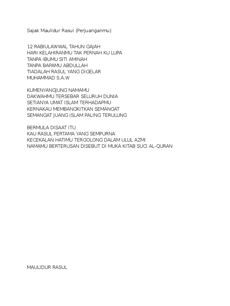 Sajak Maulidur Rasul Pdf
