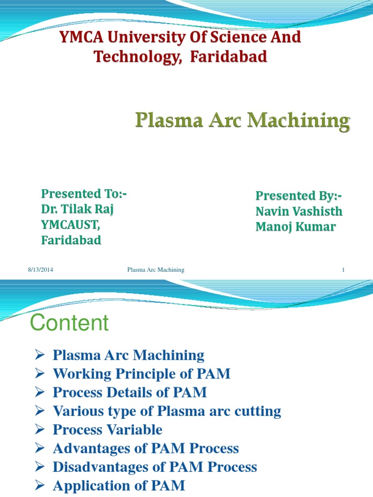 Plasma Arc Machining PDF Electric Arc Plasma (Physics)