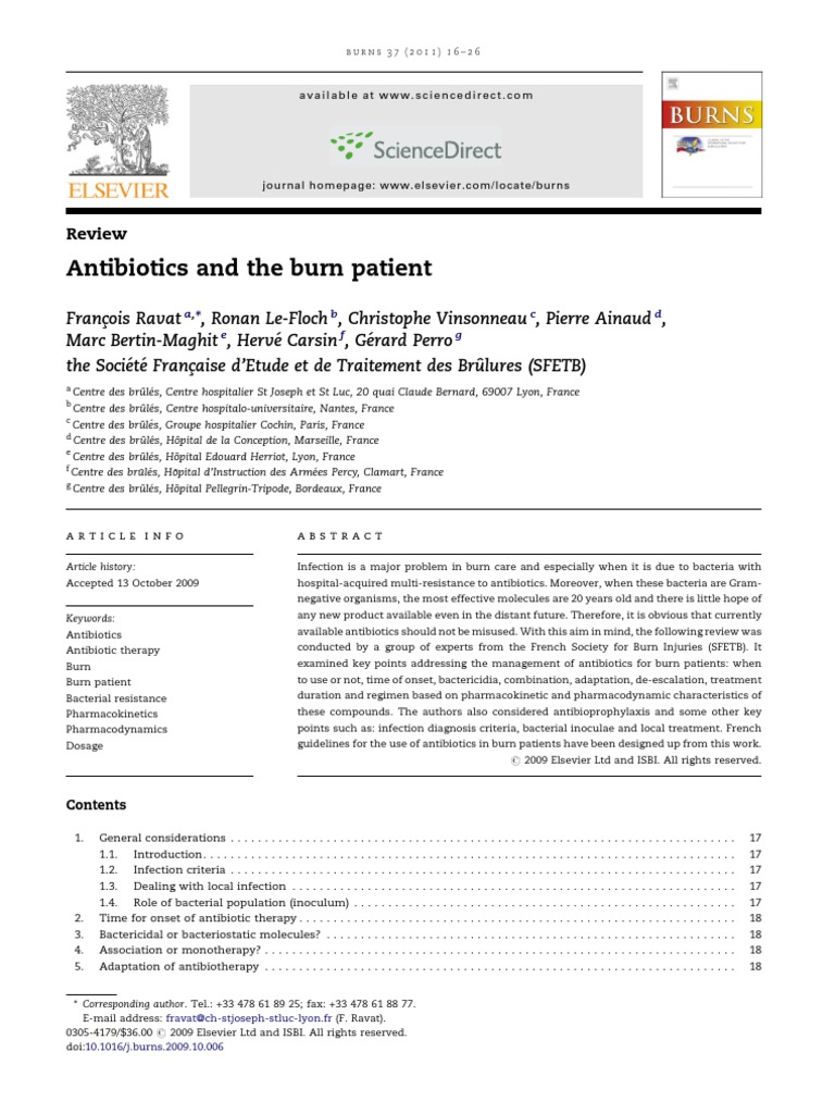 Antibiotics and the Burn Patient Antibiotics Antimicrobial Resistance