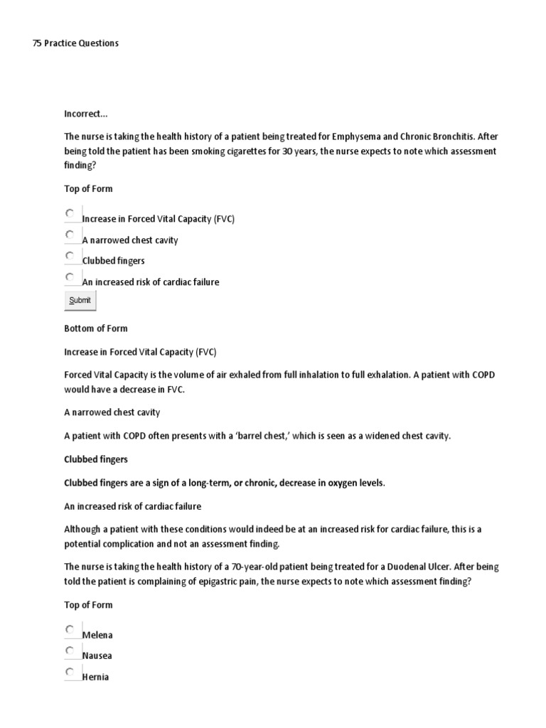 75 RN Practice Questions | PDF | Stroke | Meningitis