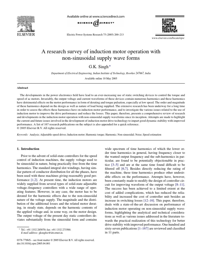 A Research Survey of Induction Motor Operation With | PDF | Power ...