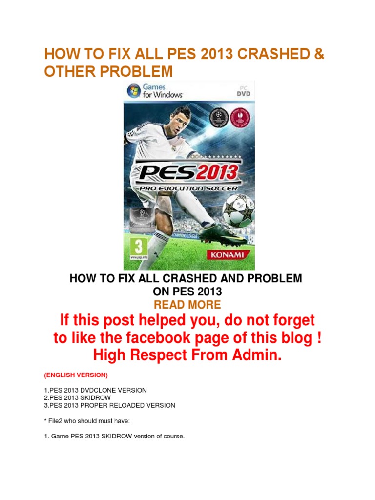 pes 2013 windows 10 fix