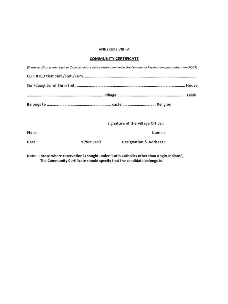 Annexure08a Communitycertificate | PDF | Sports & Recreation | Law