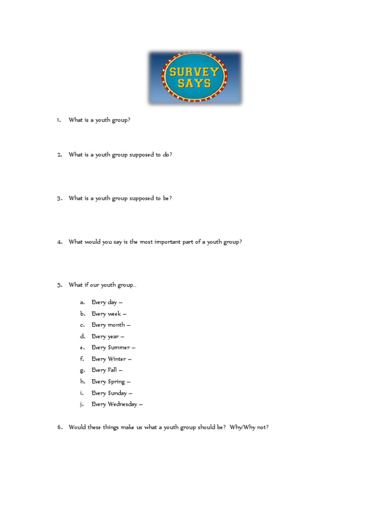 Youth Group Survey 2 | PDF