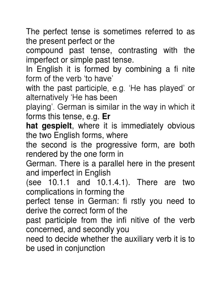 Understanding the Perfect Tense in German | PDF