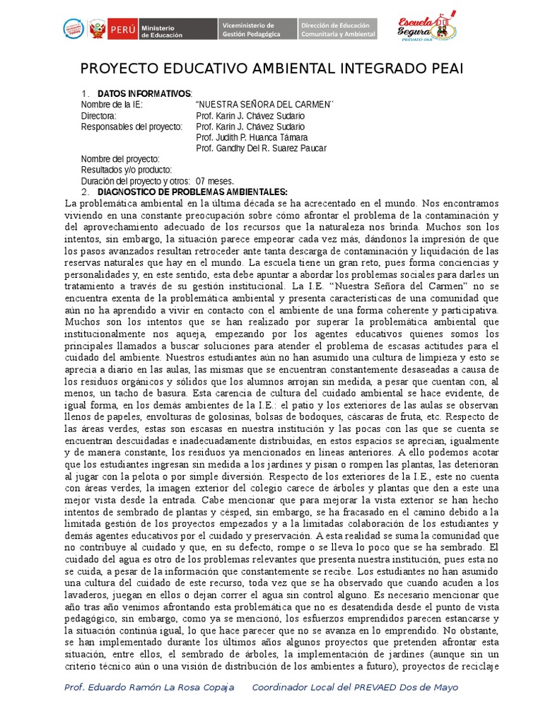 Proyecto Educativo Ambiental PEAI | PDF | Residuos | Ciencia medioambiental