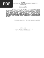 MODELO DE DECLARAÇÃO DE TRABALHO