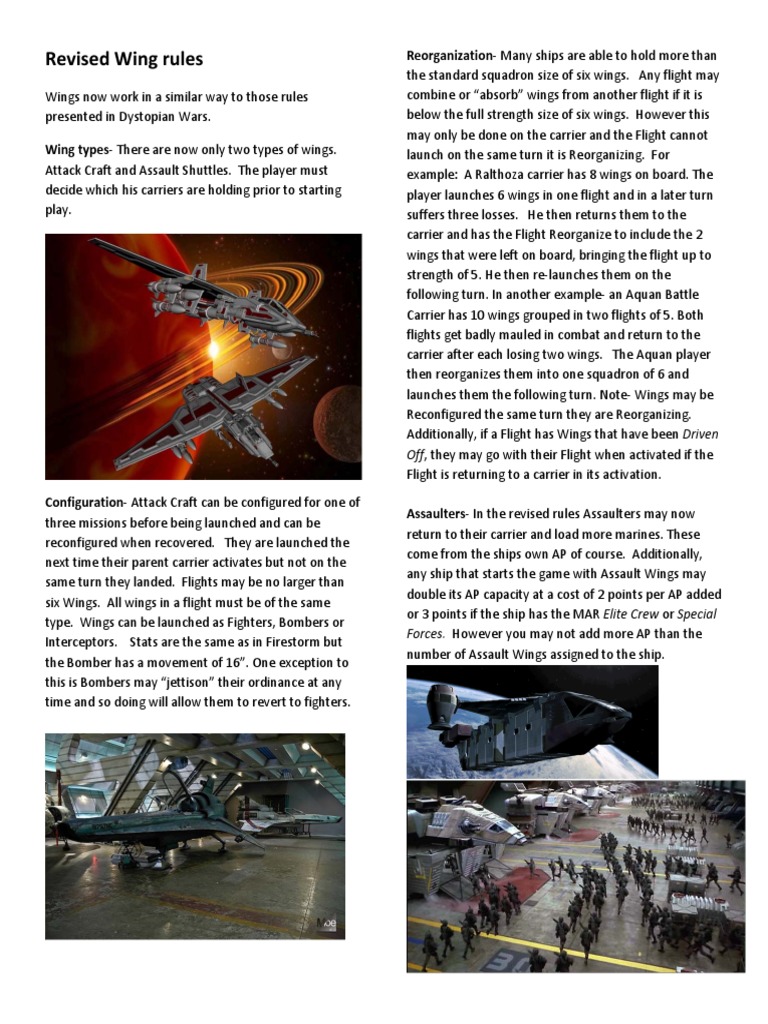 Revised Wing Rules for Dystopian Wars | PDF | Aircraft Carrier | Flight