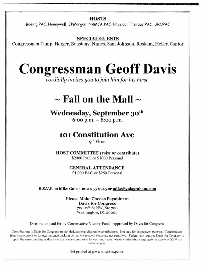Fall On The Mall For Geoff Davis | PDF | Politics | Law