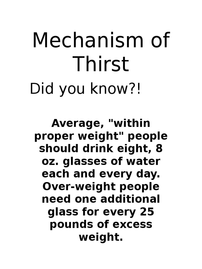 Mechanism of Thirst PDF