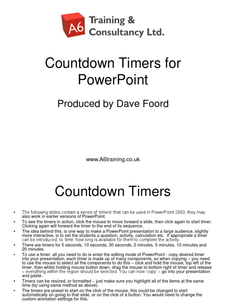 PowerPoint Countdown Timers Download | PDF | Microsoft Power Point ...