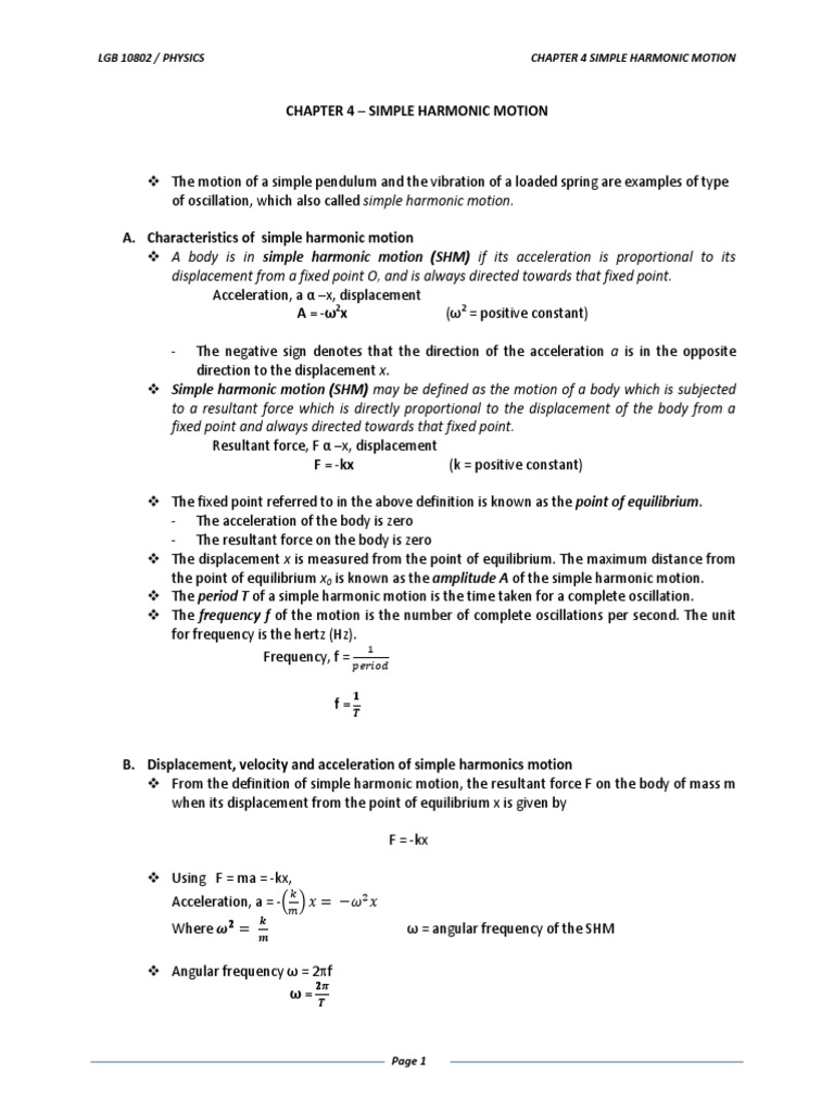 Simple Harmonic Motion Overview | PDF | Physical Phenomena | Force