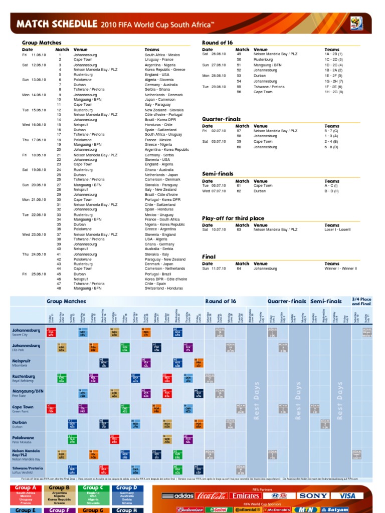 FIFA World Cup Match Schedule | PDF | Germany National Football Team ...