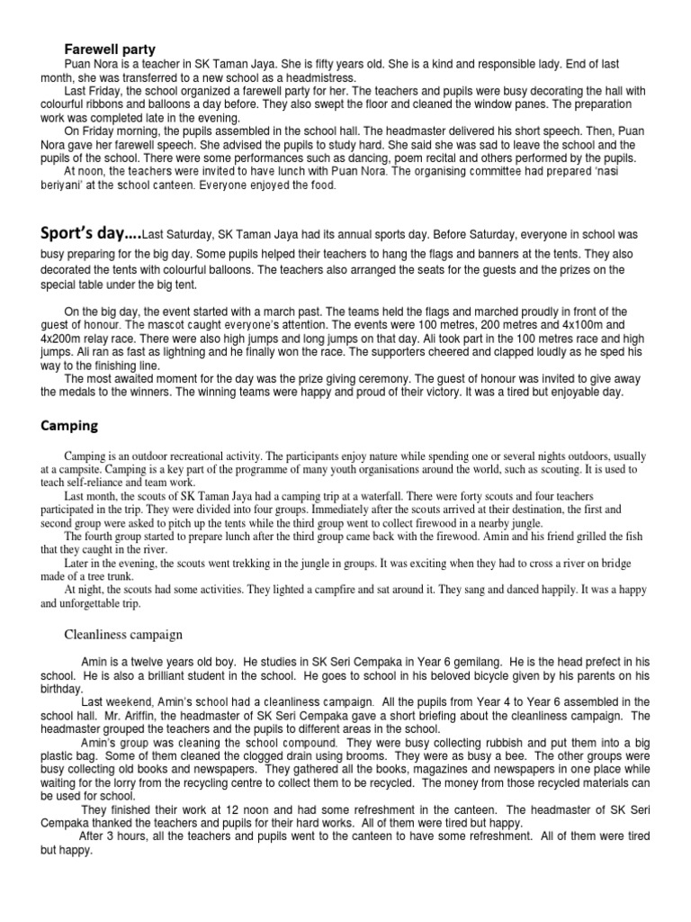 Contoh Karangan Bi  PDF  Camping  Hobbies