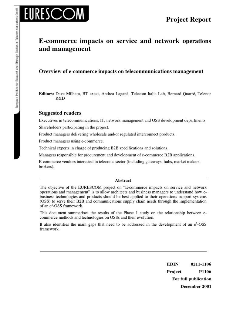 Project Report Overview of ecommerce impacts on telecommunications