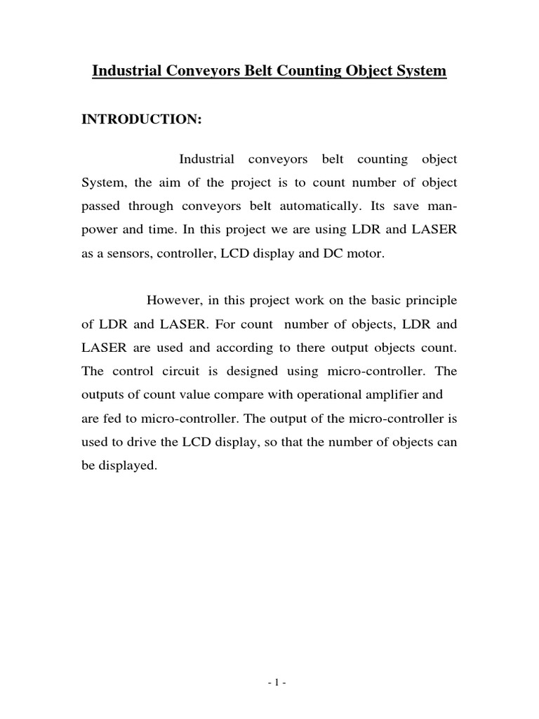 Industrial Conveyors Belt Counting Object System PDF Rectifier