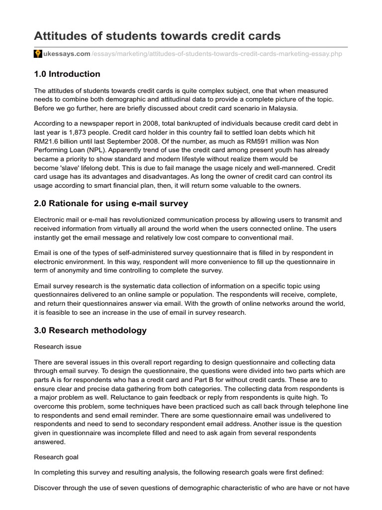 Attitude of Students Toward Credit Card | PDF | Survey Methodology ...