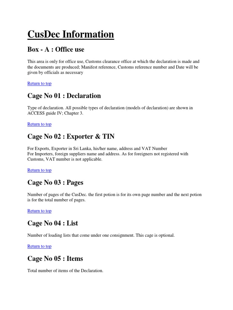 Understanding CusDec for Sri Lanka Customs | PDF | Global Business ...
