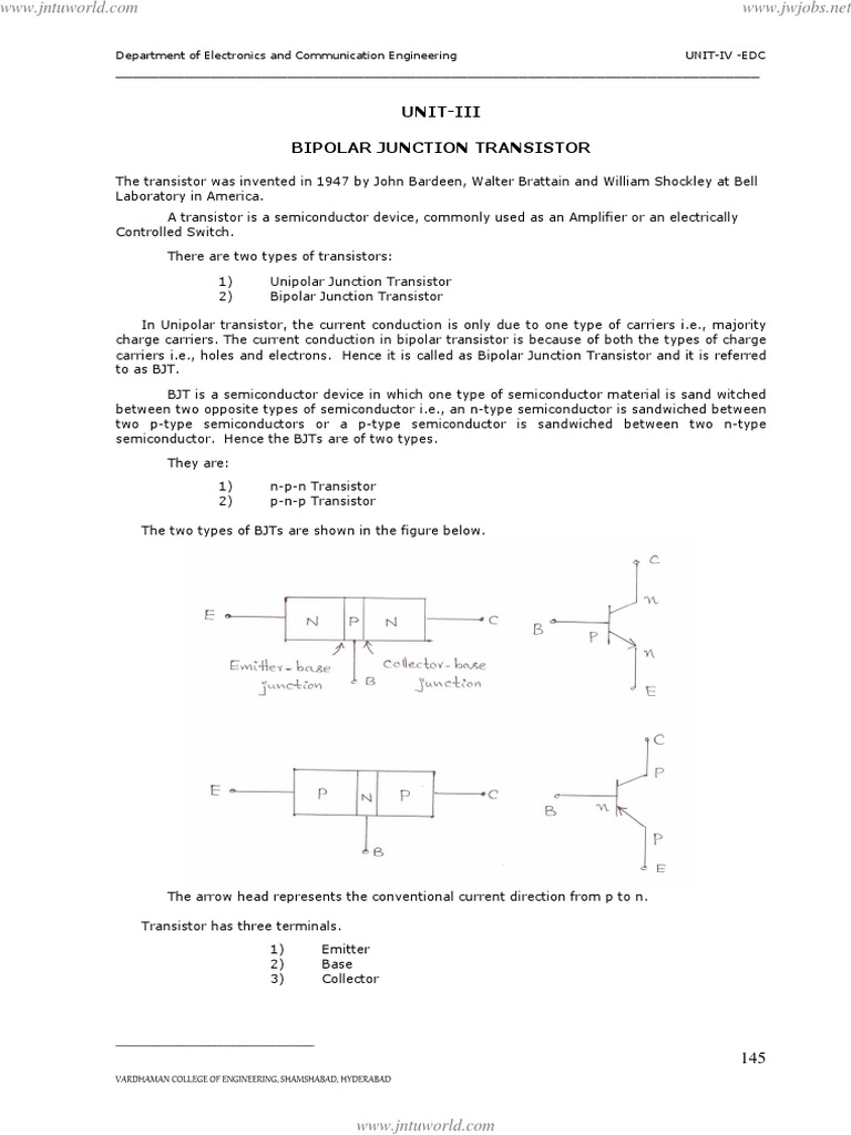 UnitIII Bipolar Junction Transistor PDF PDF Bipolar Junction