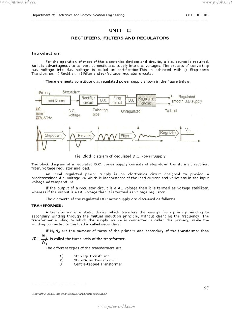 UnitII Rectifiers Filters and Regulators PDF Download Free PDF
