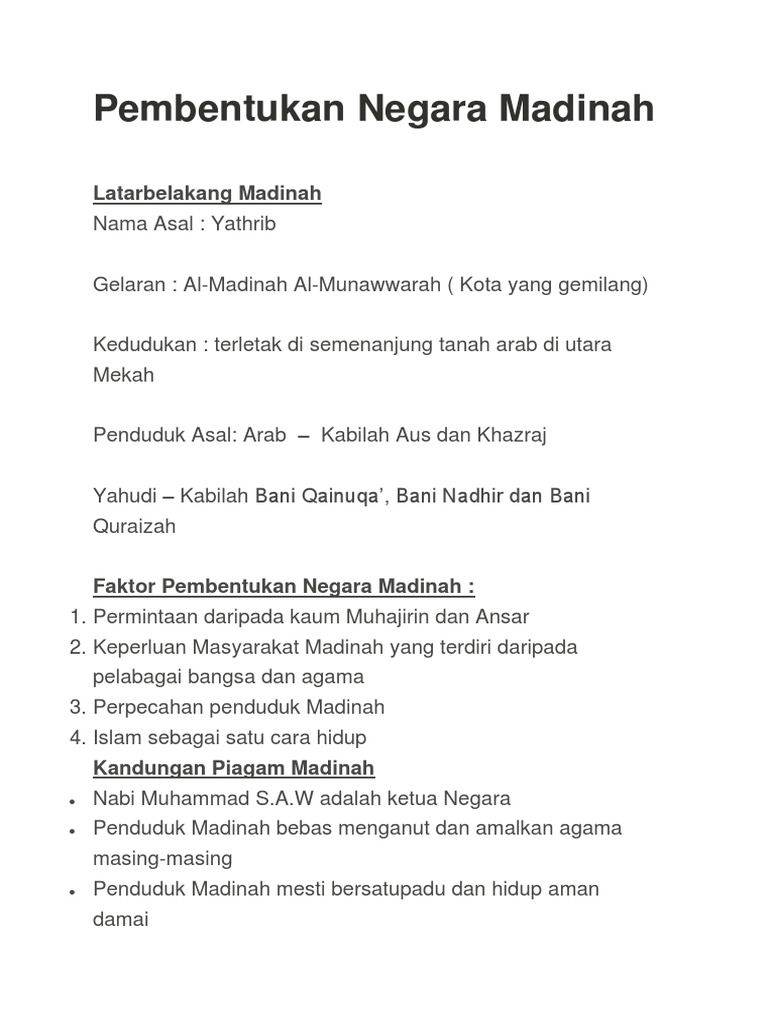 Pembentukan Madinah Pdf