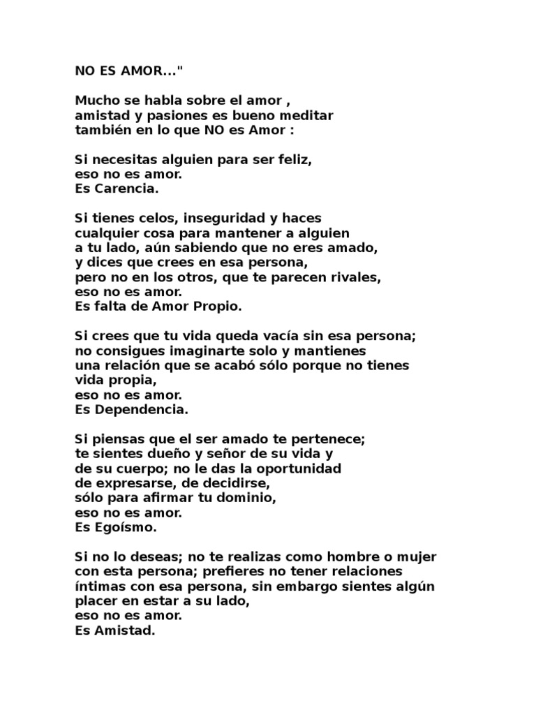 Lo que no es amor: Reflexiones | PDF | Amor