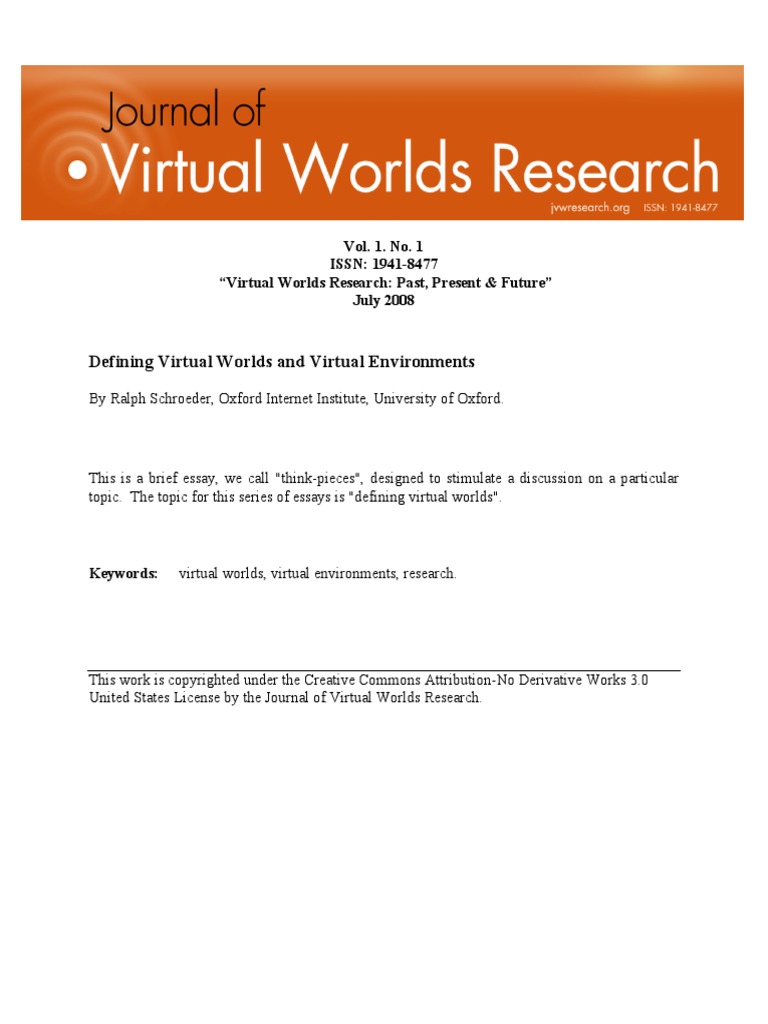 Defining Virtual Worlds and Virtual Environments | PDF | Virtual World ...