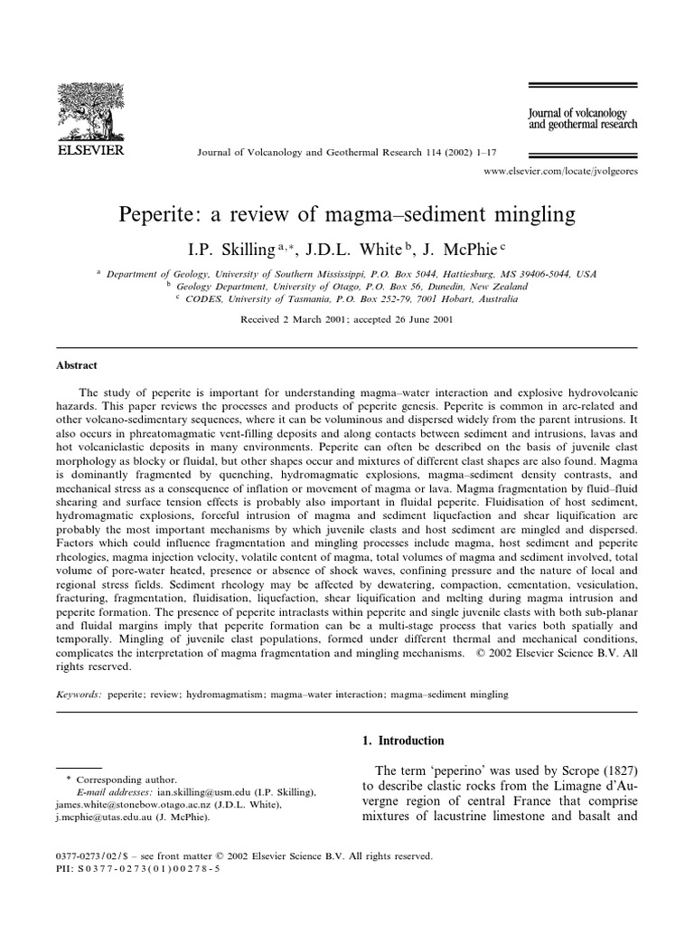 Skilling, White, McPhie - Peperite A Review of Magma-Sediment Mingling ...