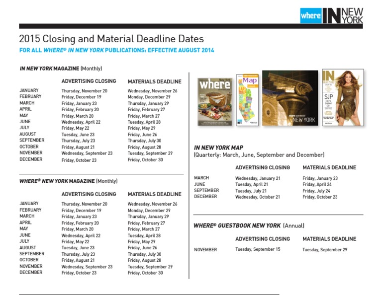2015 Closing Dates | PDF | Home & Garden | Art