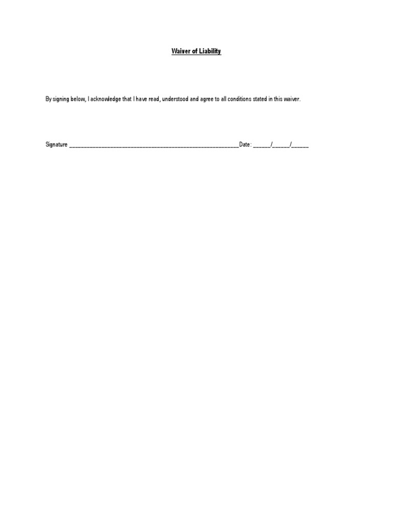 Waiver of Liability Acknowledgment | PDF | Business | Finance & Money ...