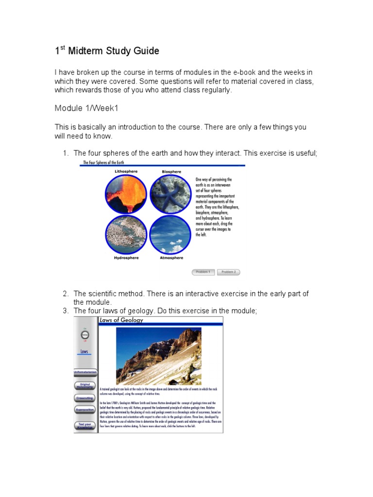 Geology 1st Midterm Study Guide | PDF | Rock (Geology) | Igneous Rock