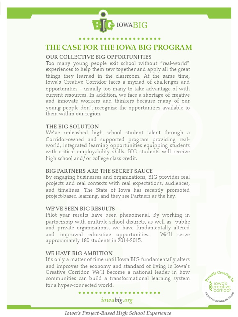 Iowa BIG: Project-Based Learning Success | PDF | Project Based Learning ...