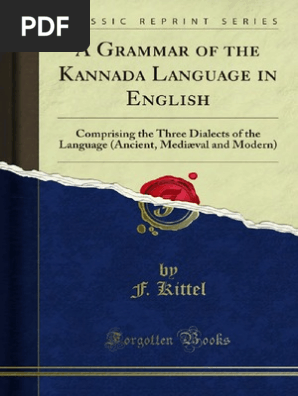 A Grammar Of The Kannada Language In English Grammatical Number Grammatical Gender