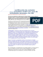 Modelo Certificación de Contador para Actualizar El RUT Por Cese de Actividades Gravadas Con IVA