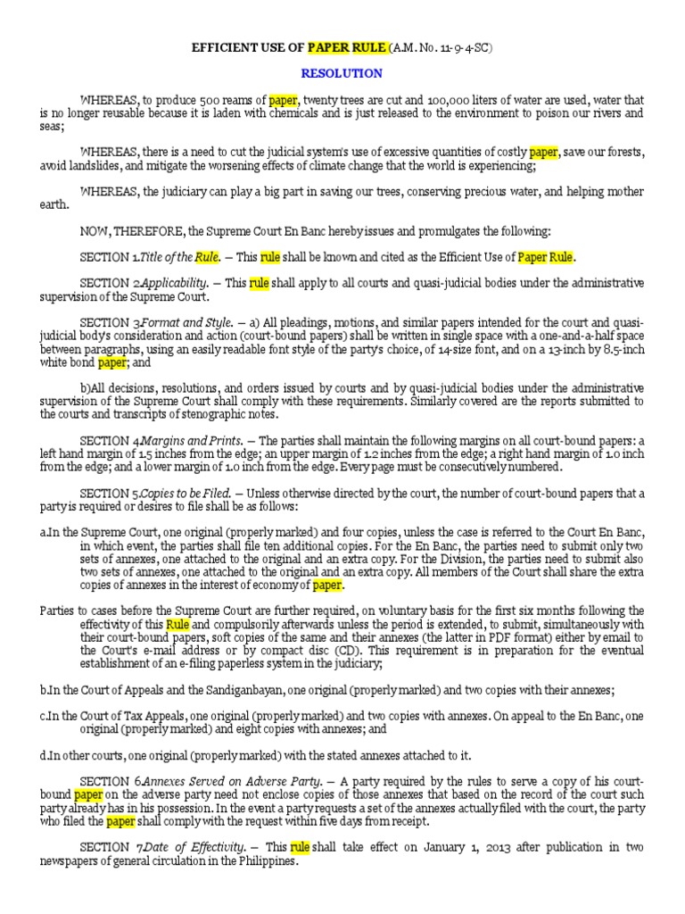 Efficient Use of Paper Rule PDF Supreme Courts Judiciaries