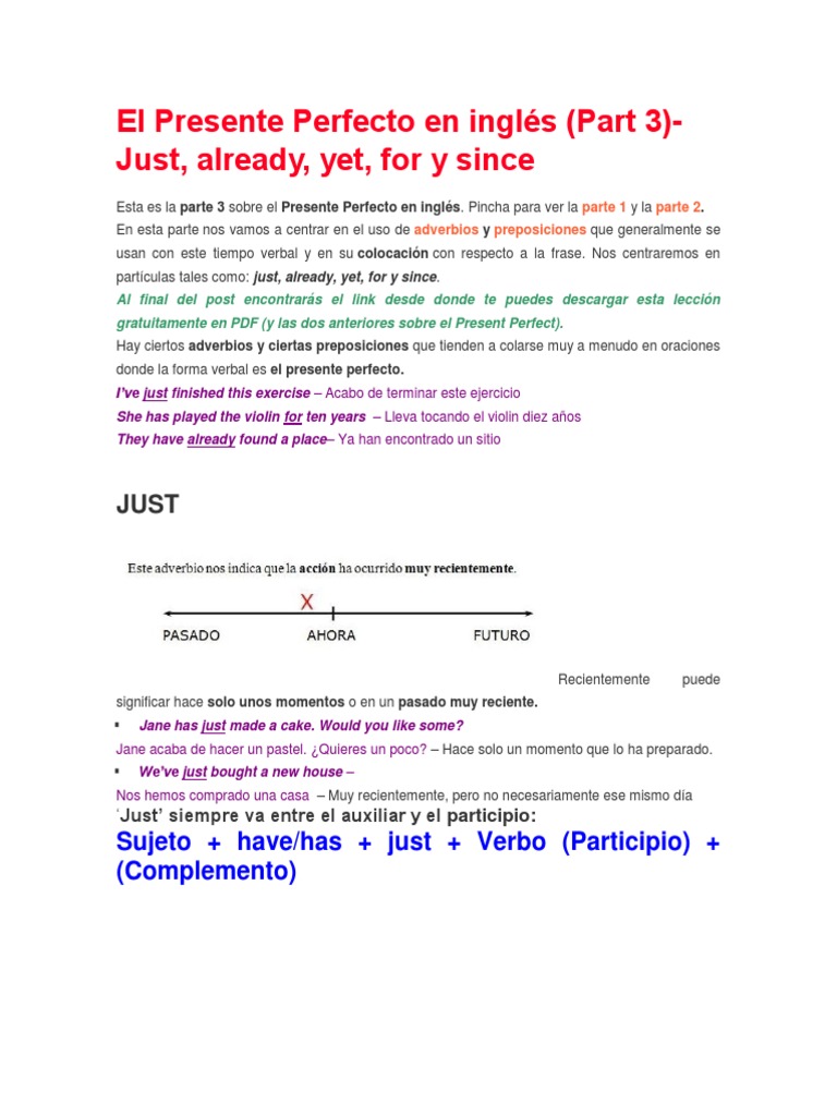 Adverbios en el Presente Perfecto en Inglés | PDF | Adverbio | Verbo