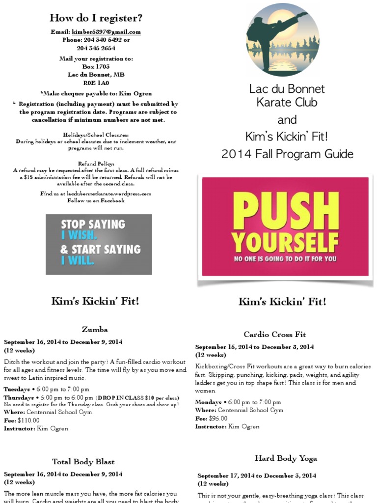How Do I Register? Lac Du Karate Club and Kim's Kickin' Fit