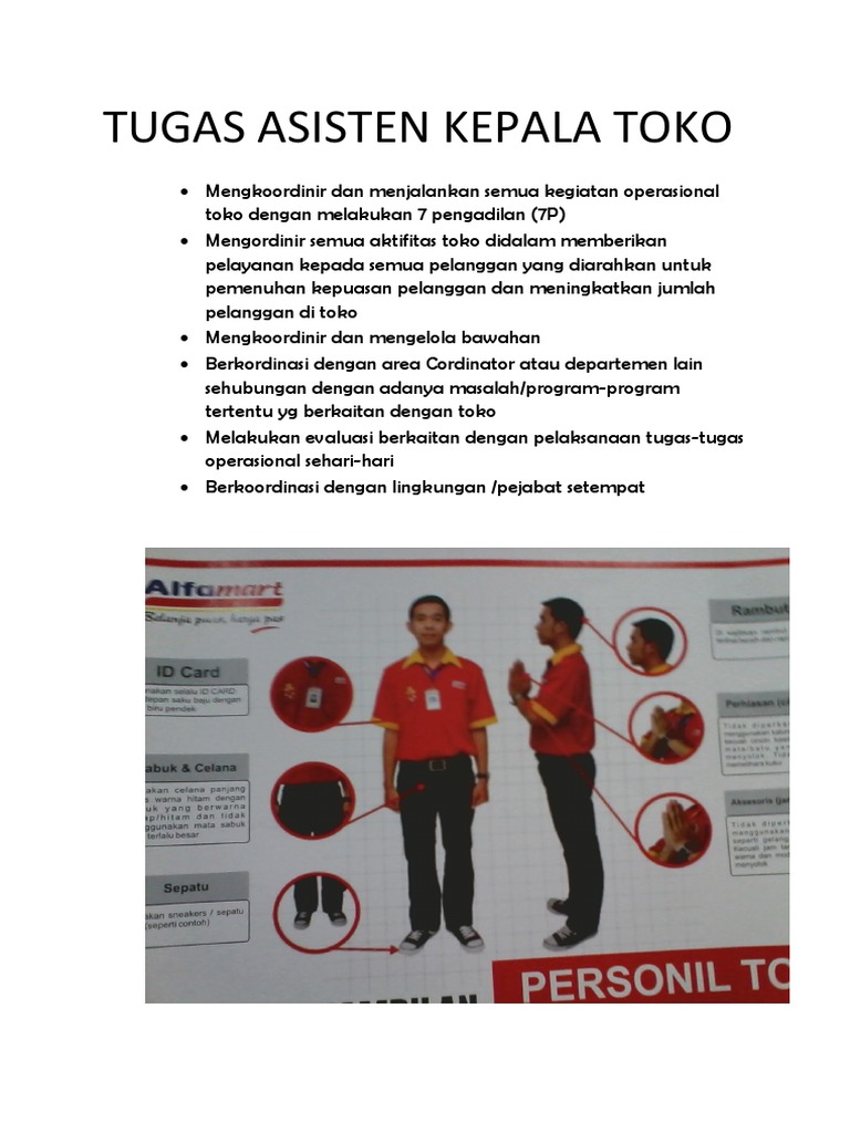 Tugas Asisten Kepala Toko