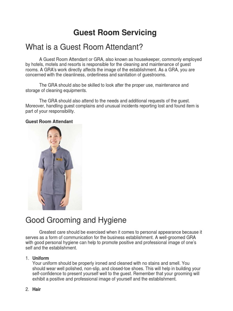 Guest Room Attendant Servicing | PDF | Bed | Housekeeping