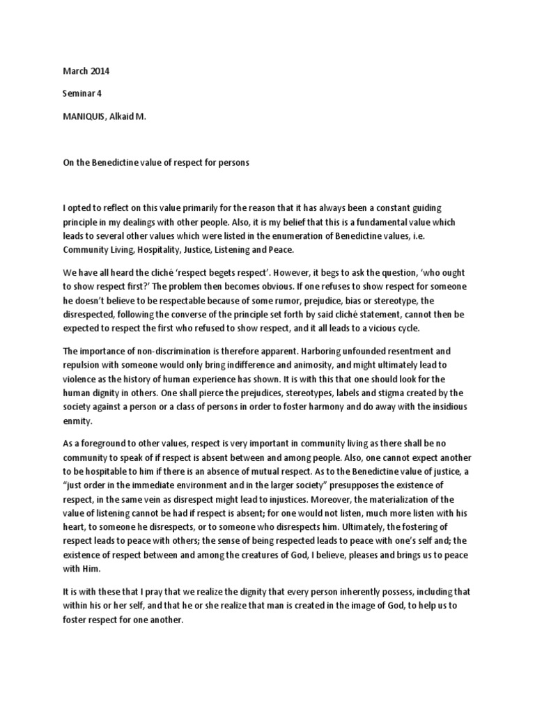 Sem 4 On Respect | PDF | Social Science