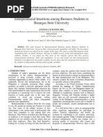 Download Entrepreneurial Intentions among Business Students in Batangas State University by Asia Pacific Journal of Multidisciplinary Research SN236878534 doc pdf