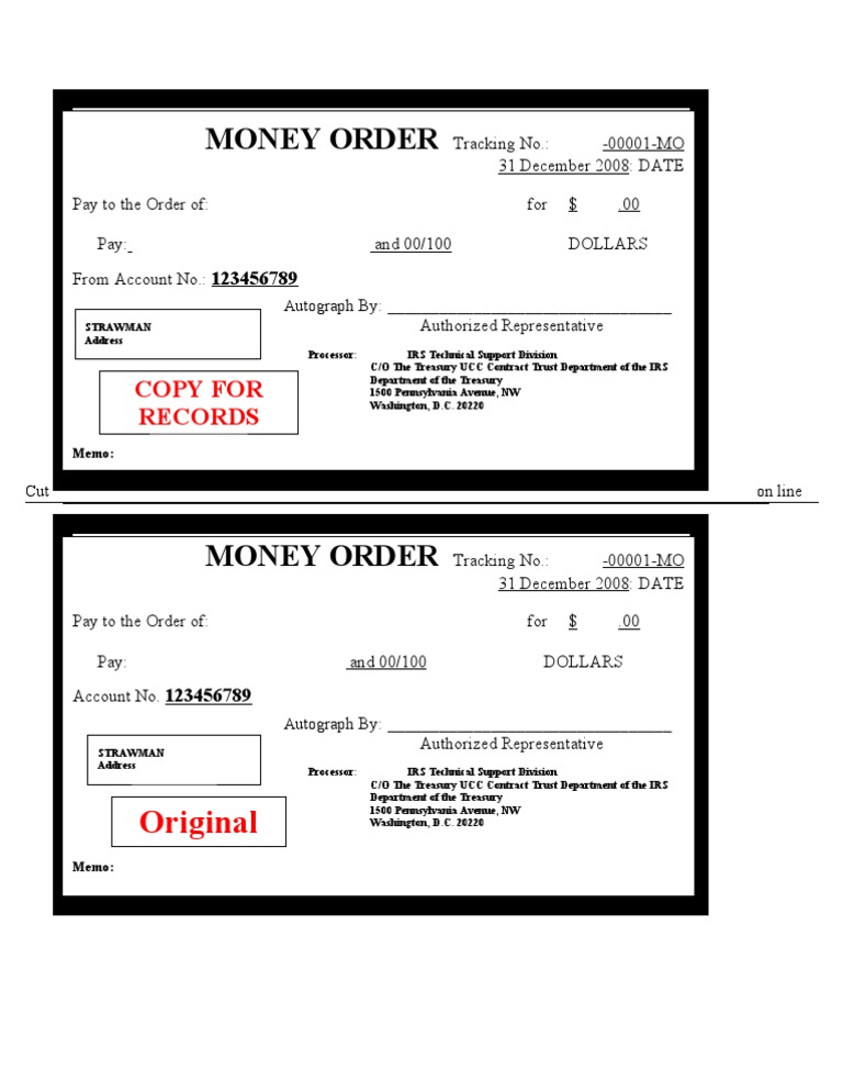 Money orders blank taxation united states federal policy