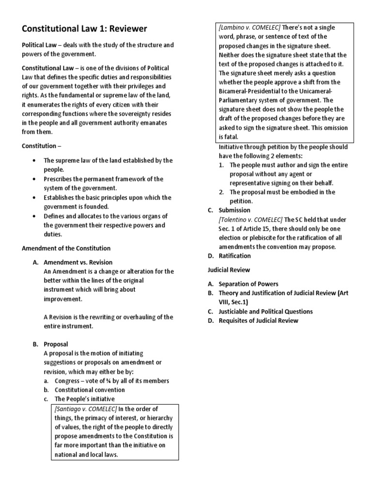 Constitutional Law 1: Key Concepts | PDF | United States Constitution ...