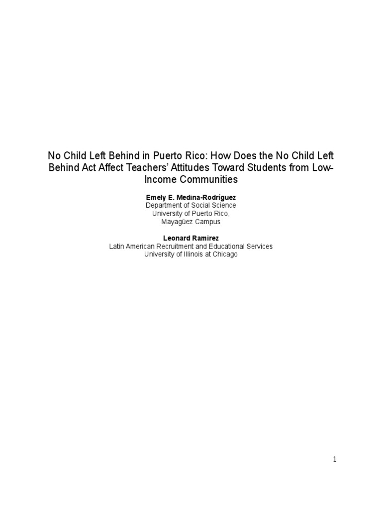 No Child Left Behind in Puerto Rico: How Does The No Child LeftBehind ...