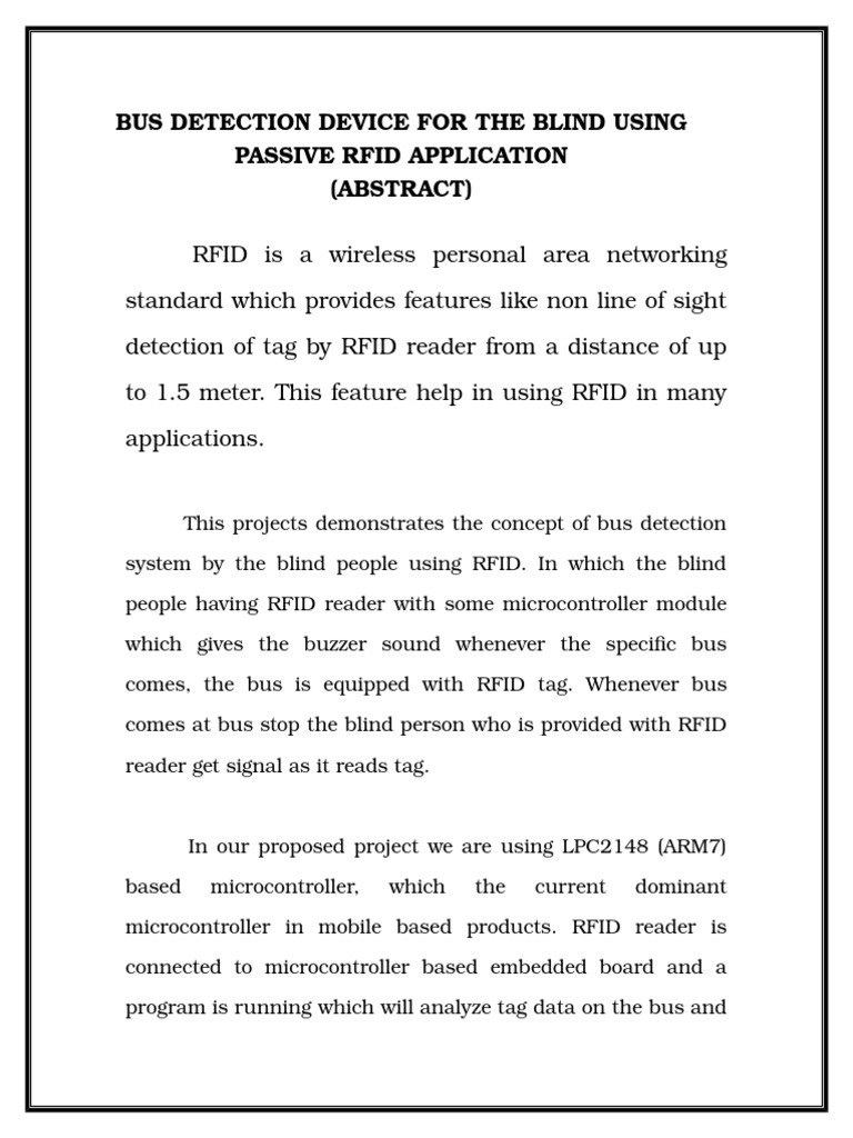 RFID Bus Alert for the Blind | PDF